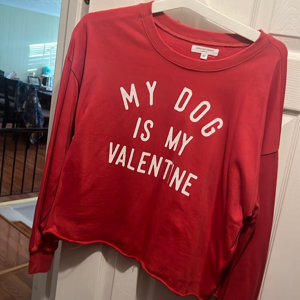 “My Dog is My Valentine” Cropped Sweater